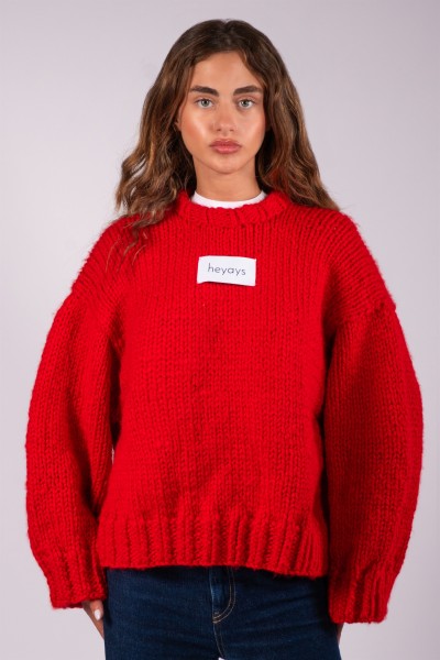 Basic Hand-Knitted Red Sweater