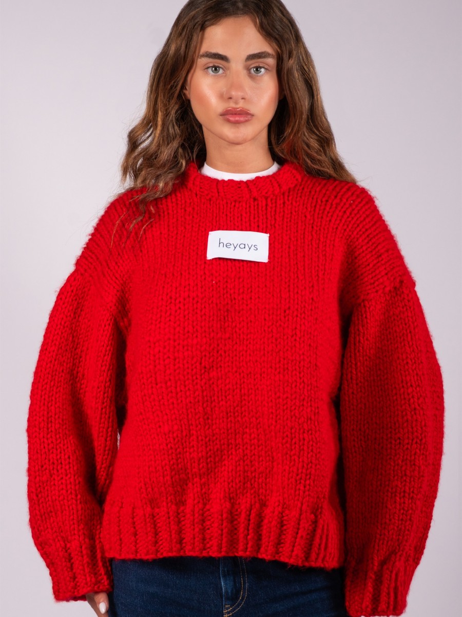 Basic Hand-Knitted Red Sweater