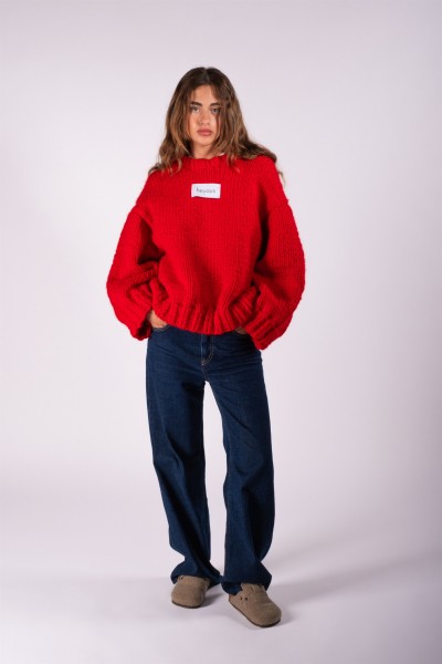Basic Hand-Knitted Red Sweater