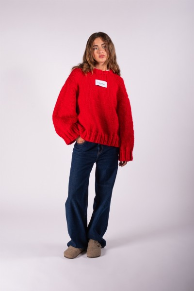 Basic Hand-Knitted Red Sweater