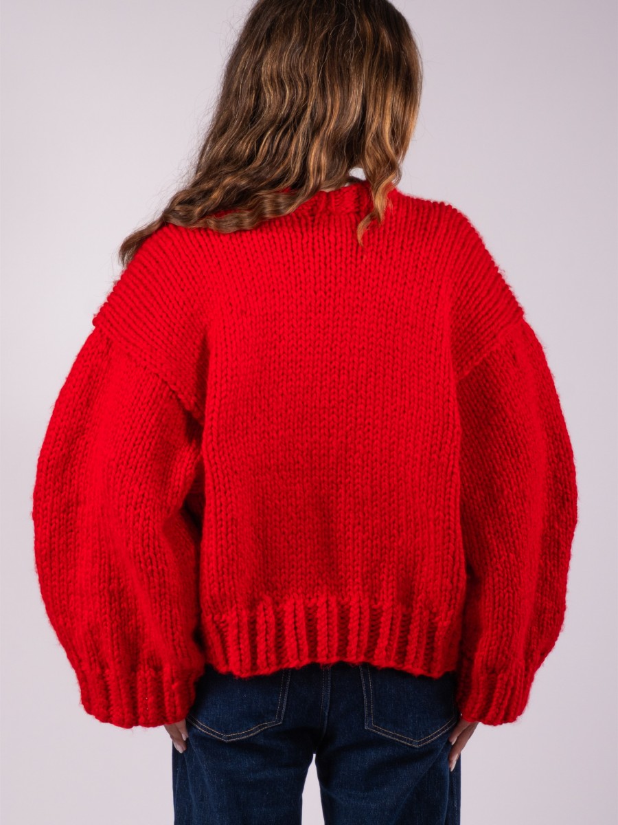 Basic Hand-Knitted Red Sweater