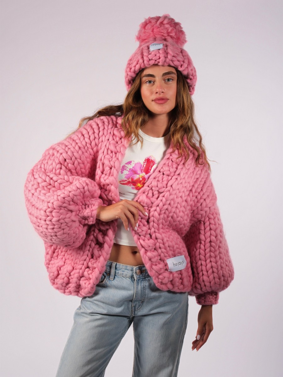 Basic Pink Wool Cardigan