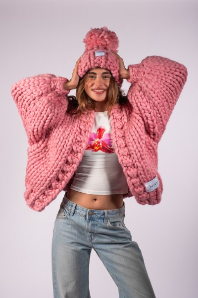 Basic Pink Wool Cardigan