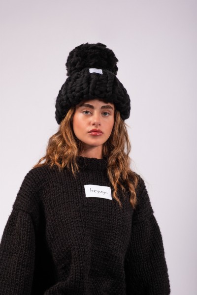Basic Hand-Knitted Black Sweater