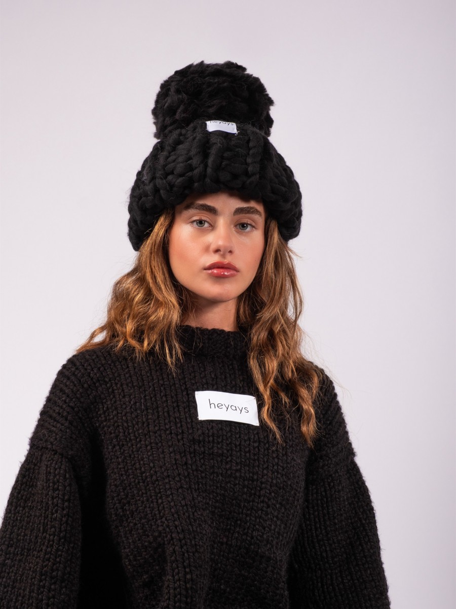Basic Hand-Knitted Black Sweater