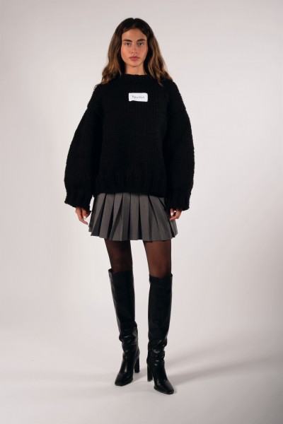 Basic Hand-Knitted Black Sweater