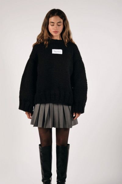 Basic Hand-Knitted Black Sweater