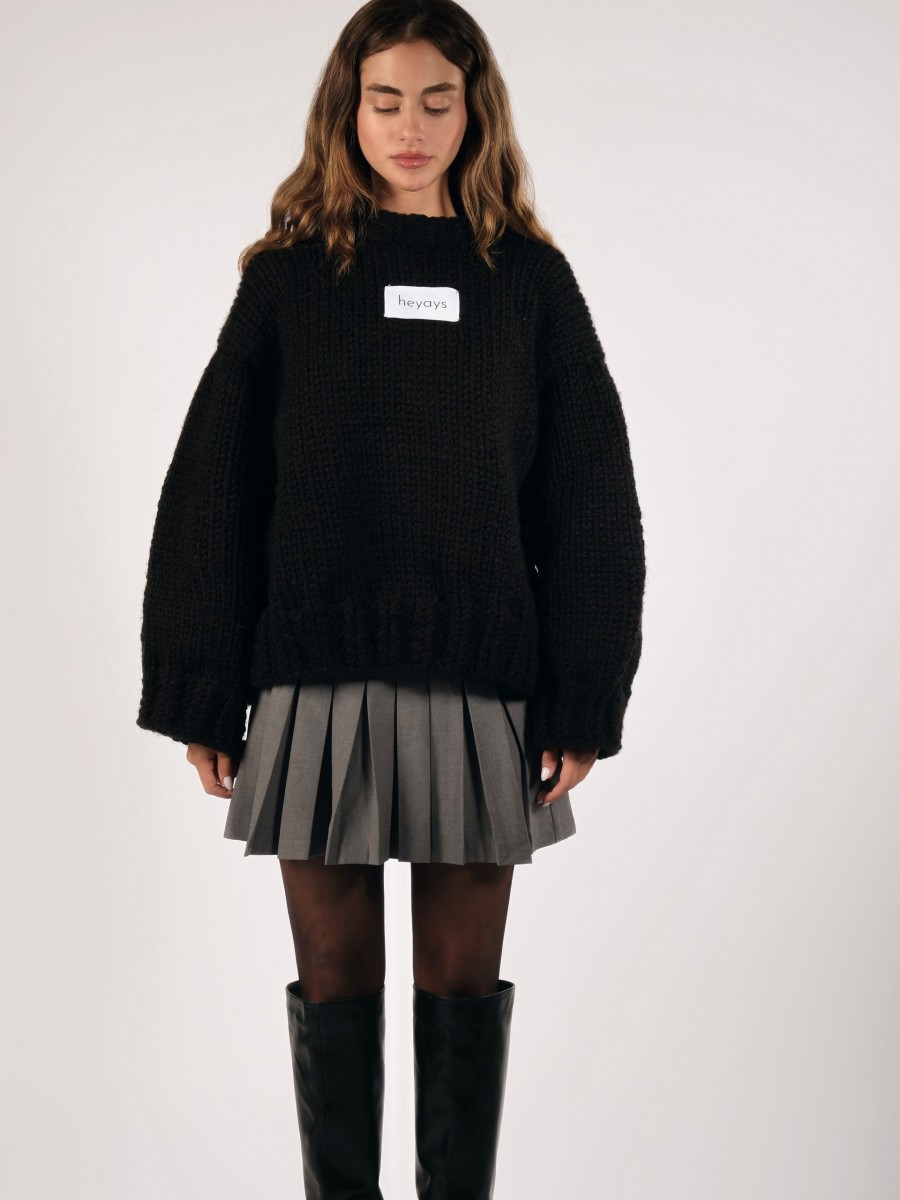 Basic Hand-Knitted Black Sweater