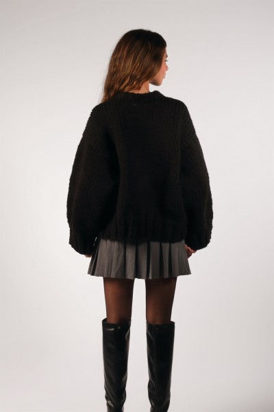 Basic Hand-Knitted Black Sweater