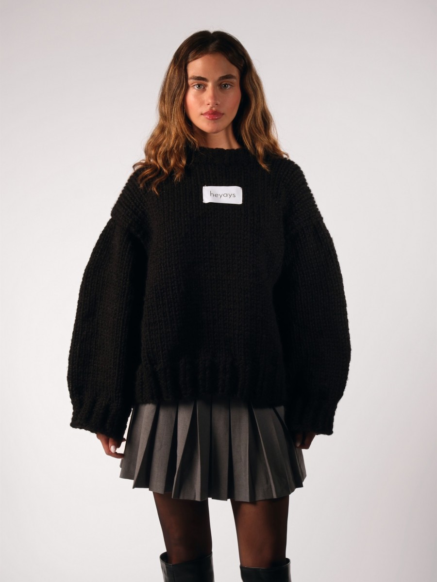 Basic Hand-Knitted Black Sweater