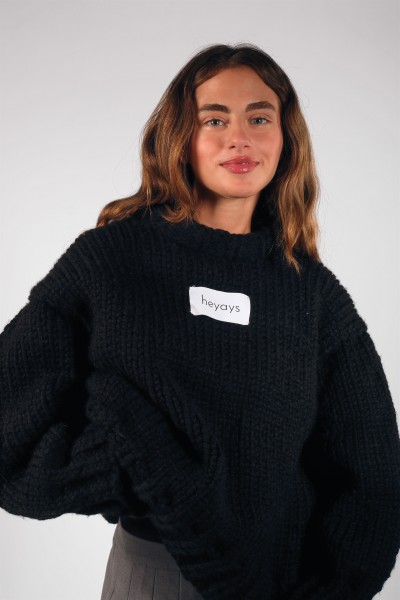 Basic Hand-Knitted Black Sweater