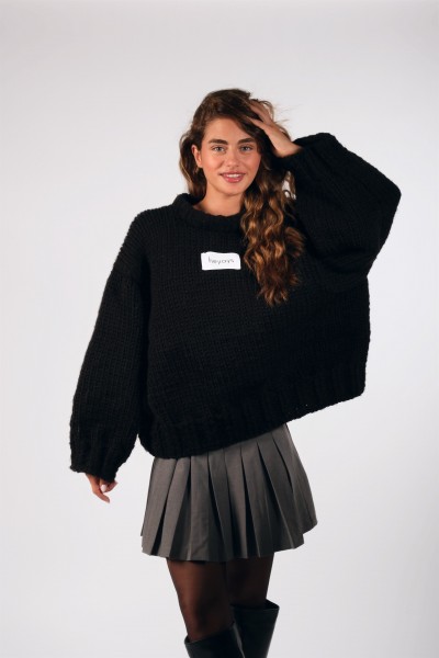 Basic Hand-Knitted Black Sweater