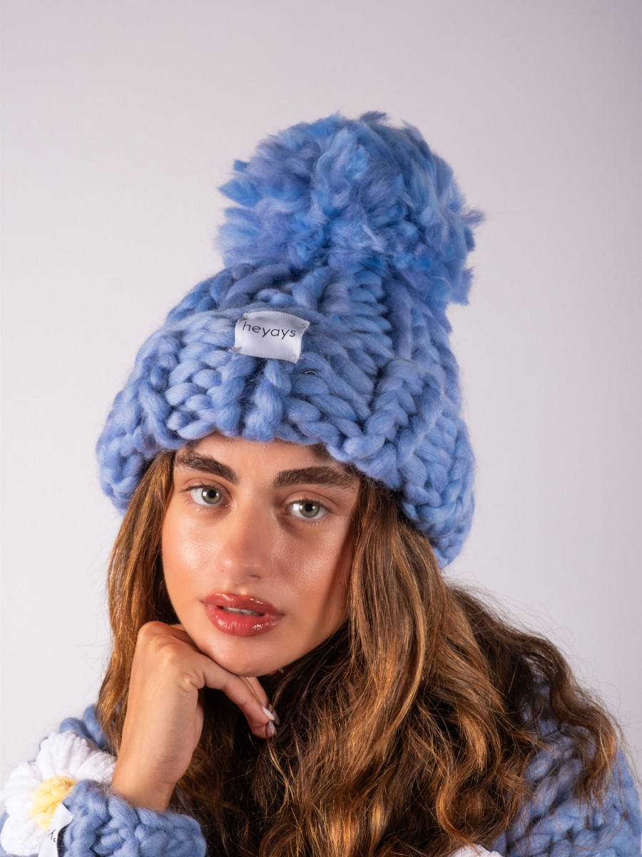 Hand-Knitted Blue Beanie