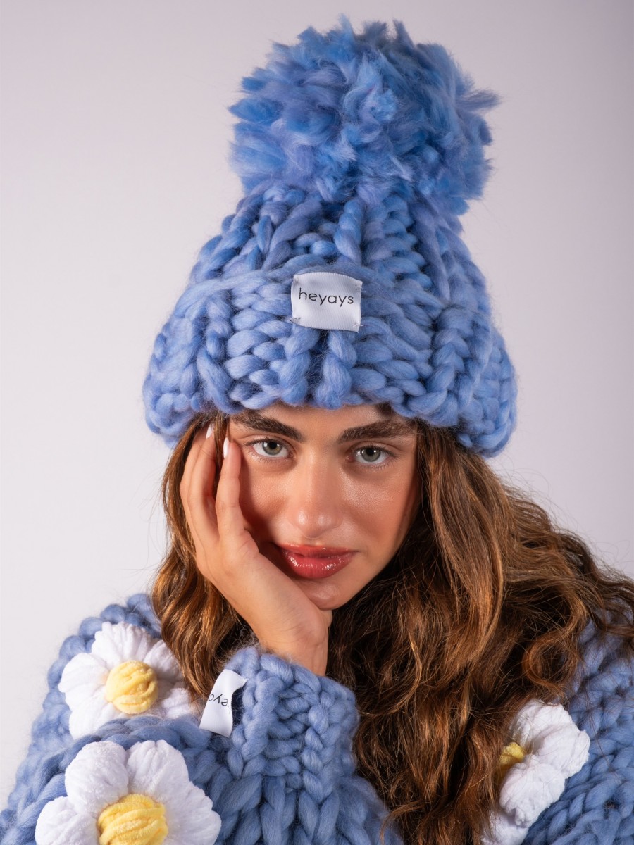 Hand-Knitted Blue Beanie