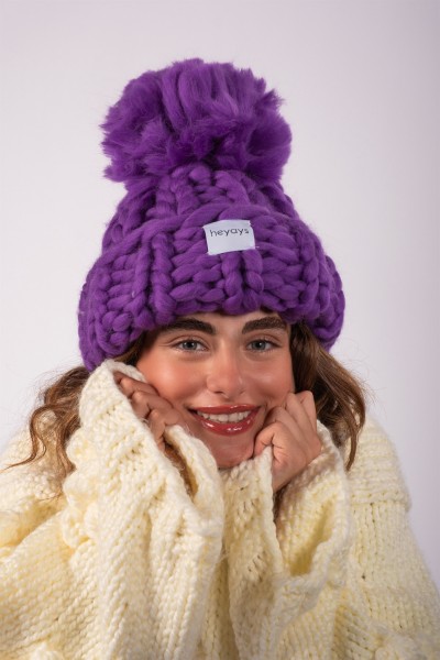 Hand-Knitted Purple Beanie