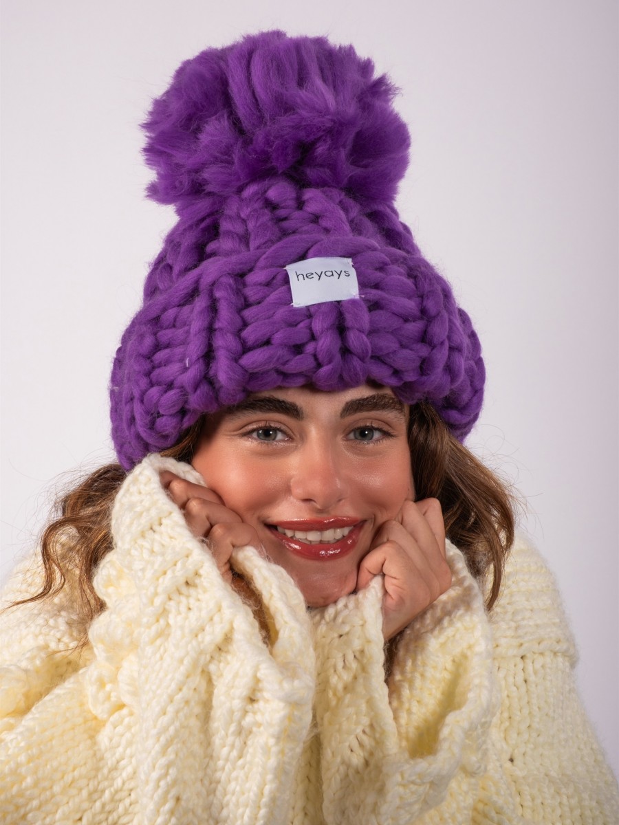 Hand-Knitted Purple Beanie