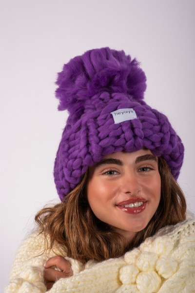 Hand-Knitted Purple Beanie