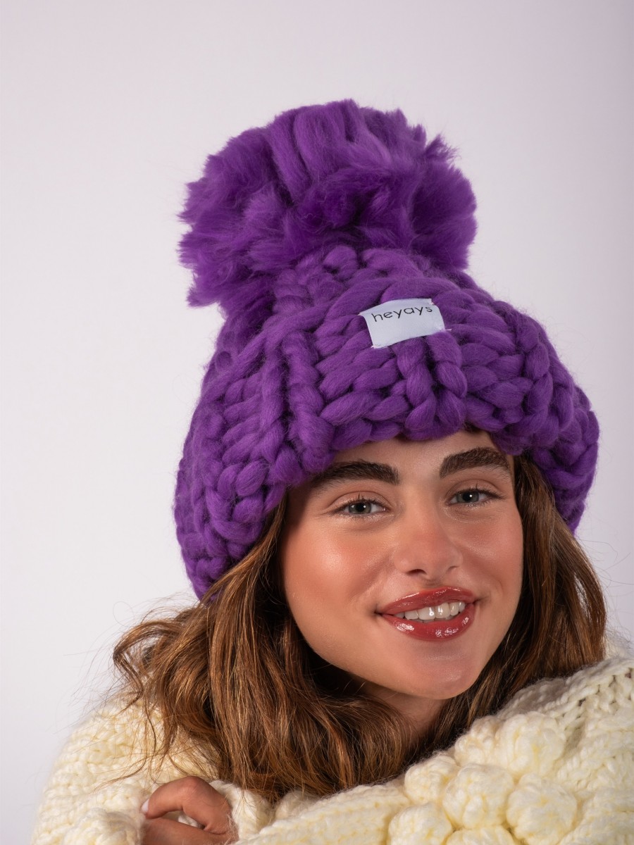 Hand-Knitted Purple Beanie