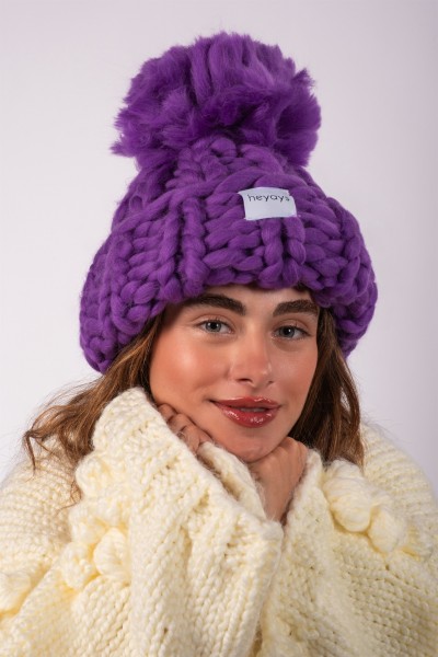 Hand-Knitted Purple Beanie