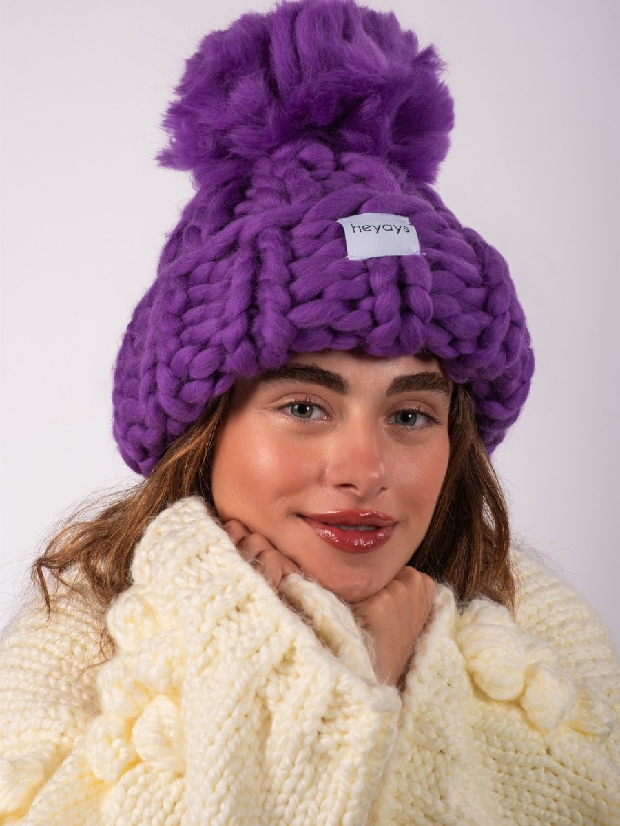 Hand-Knitted Purple Beanie