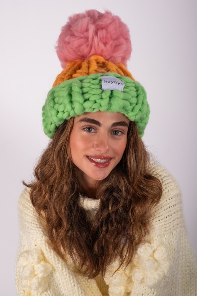 Hand-Knitted Pastel Beanie