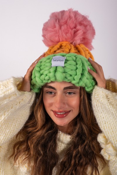 Hand-Knitted Pastel Beanie