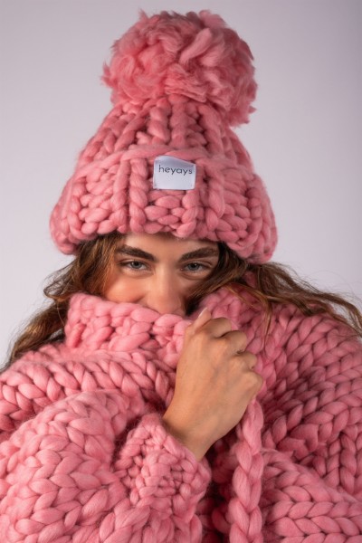 Hand-Knitted Pink Beanie