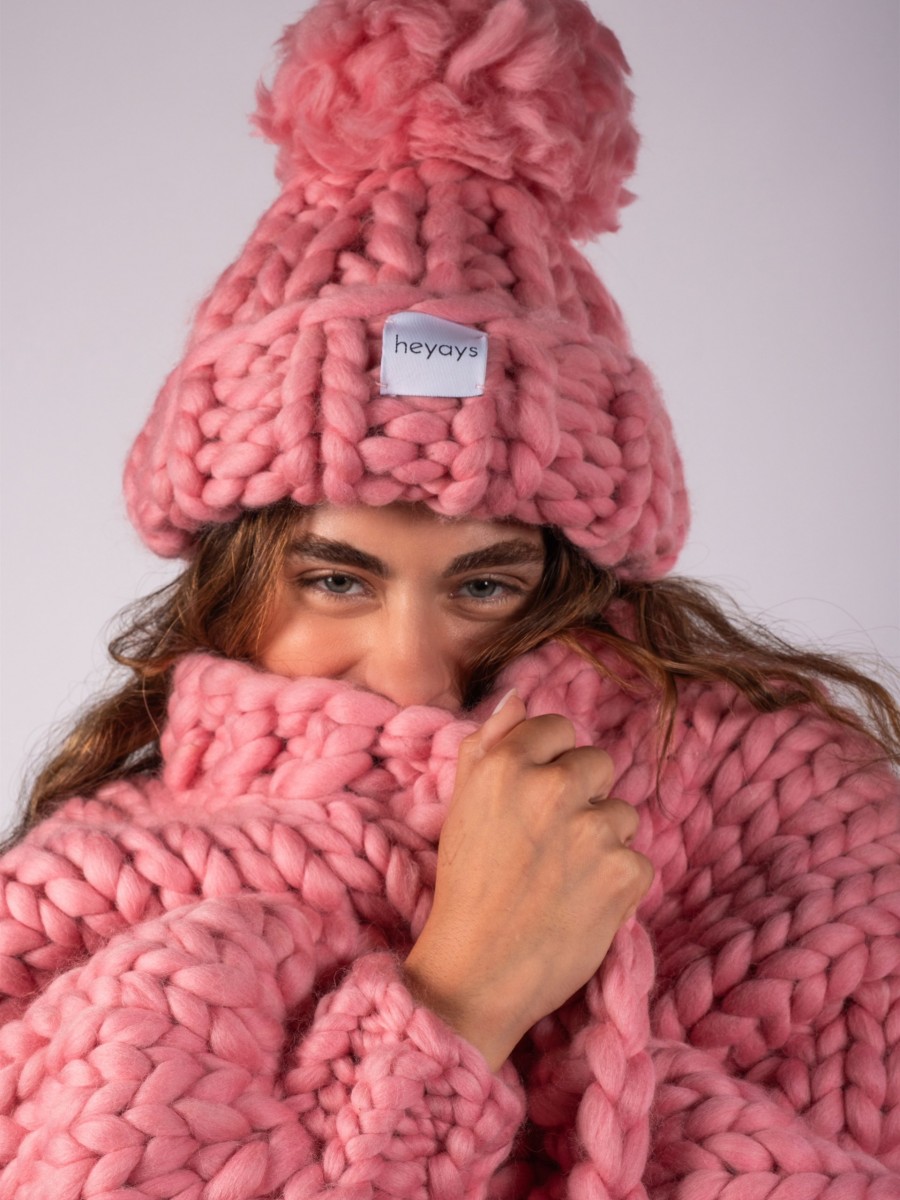 Hand-Knitted Pink Beanie