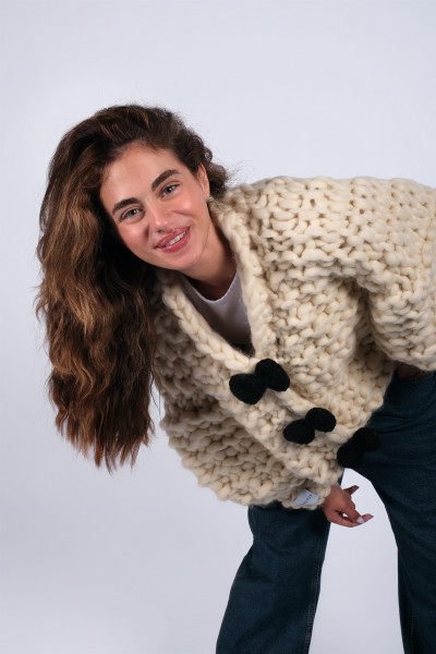 Bubblegum Hand-Knitted Cardigan
