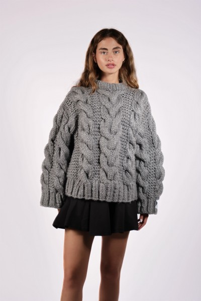 Basic Twist Detail Hand-Knitted Sweater