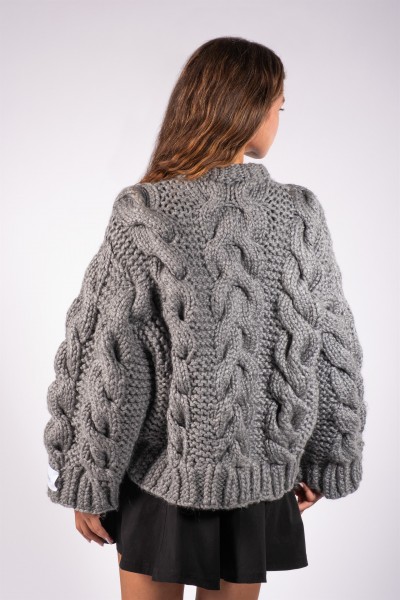 Basic Twist Detail Hand-Knitted Sweater