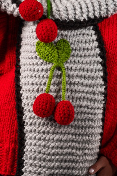 Cherry Hand-Knitted Scarf