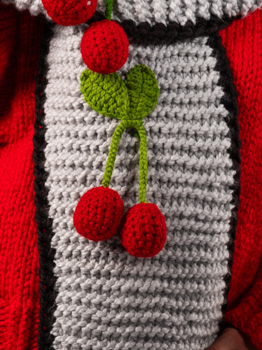 Cherry Hand-Knitted Scarf
