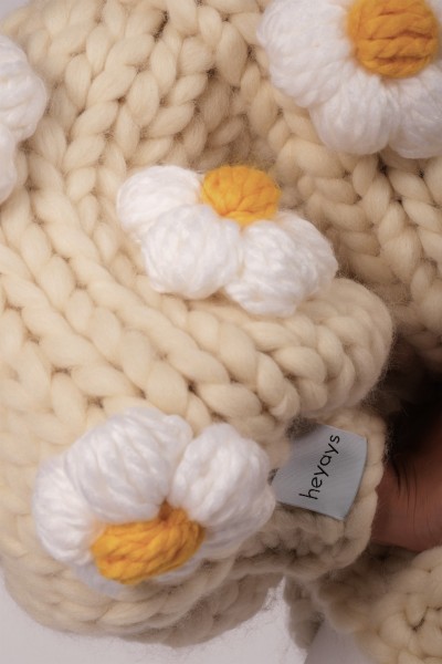 Daisy Ecru Hand-Knitted Cardigan