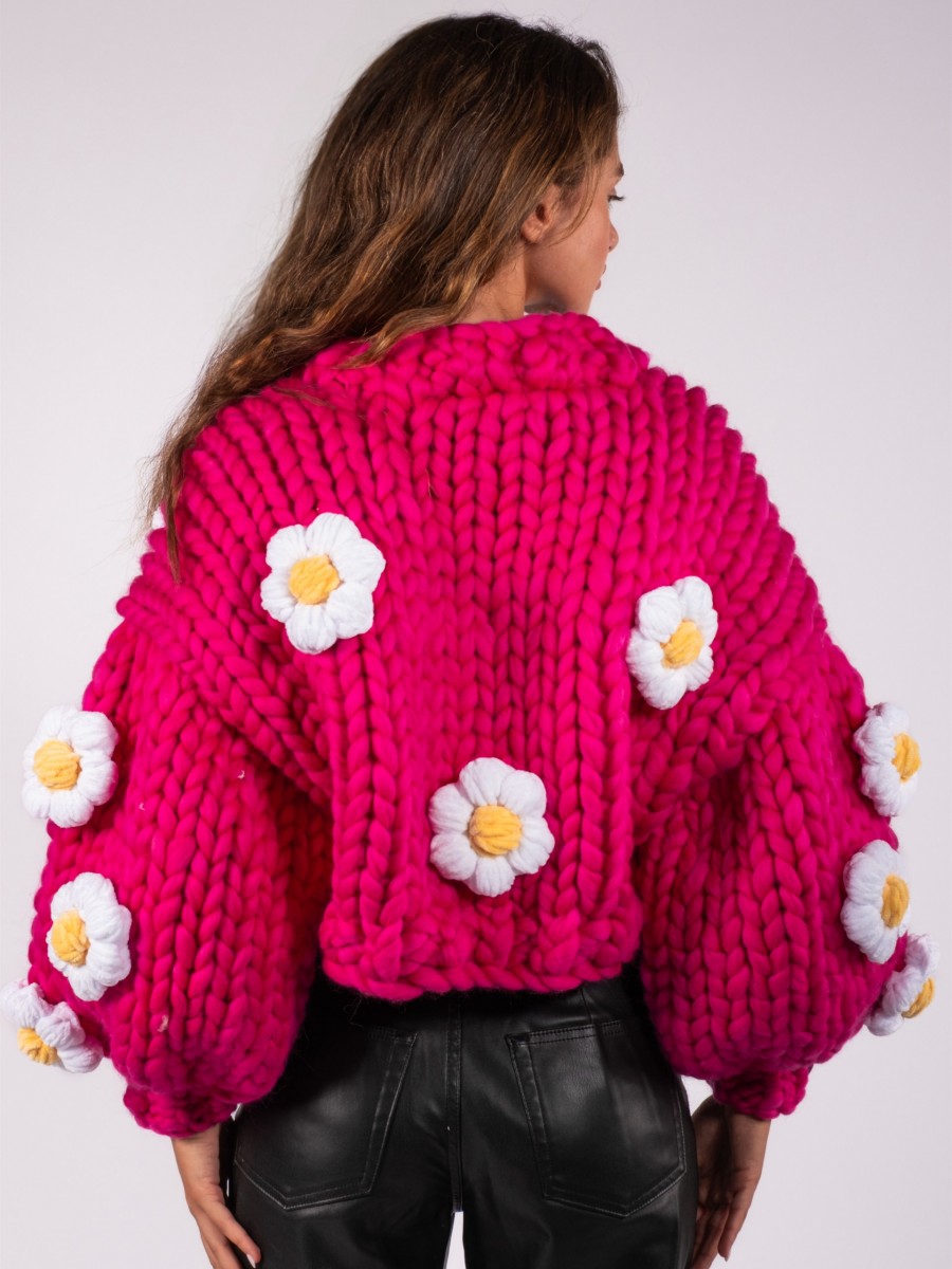 Daisy Fuchsia Hand-Knitted Cardigan