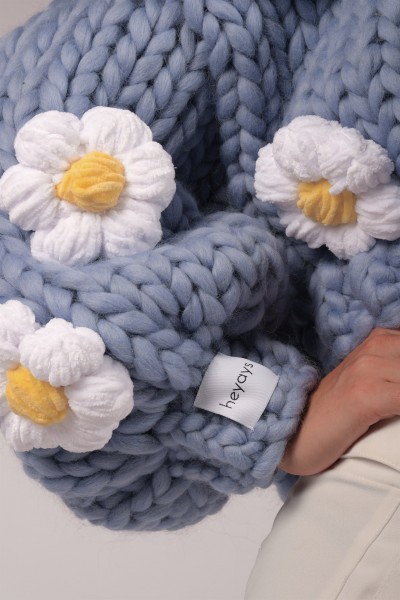 Daisy Blue Hand-Knitted Cardigan