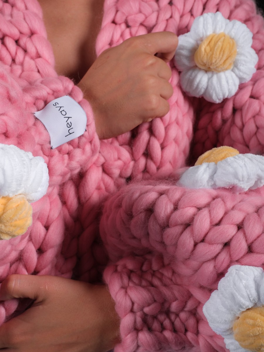 Daisy Pink Hand-Knitted Cardigan
