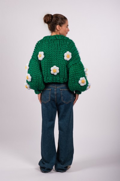 Daisy Green Hand-Knitted Cardigan
