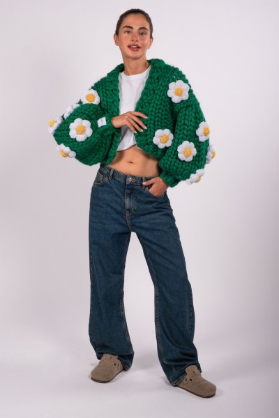 Daisy Green Hand-Knitted Cardigan