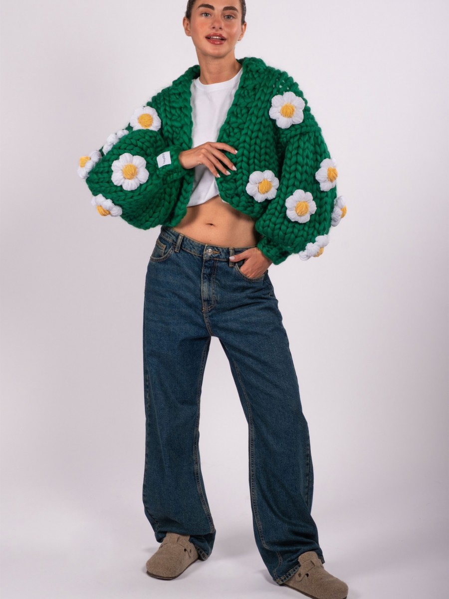 Daisy Green Hand-Knitted Cardigan