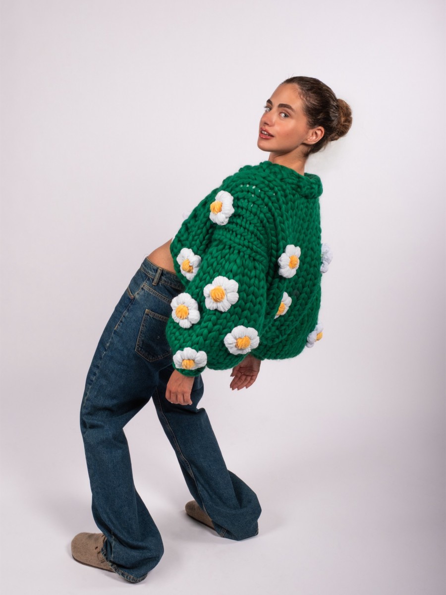 Daisy Green Hand-Knitted Cardigan