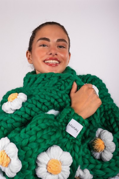 Daisy Green Hand-Knitted Cardigan