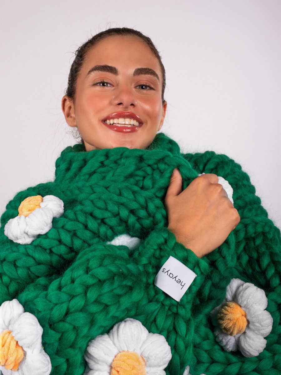 Daisy Green Hand-Knitted Cardigan