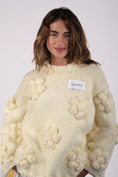 Floret Ecru Hand-Knitted Sweater