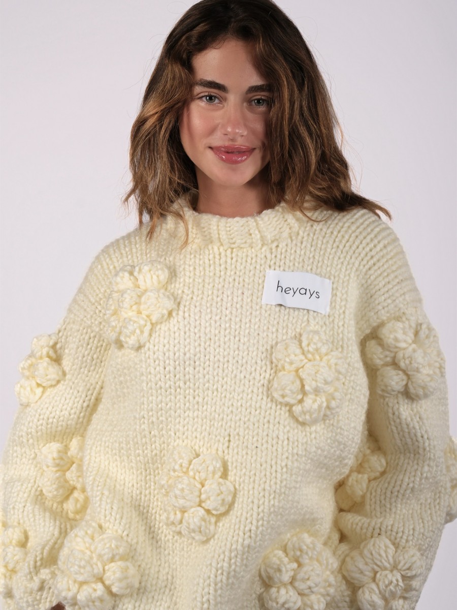 Floret Ecru Hand-Knitted Sweater