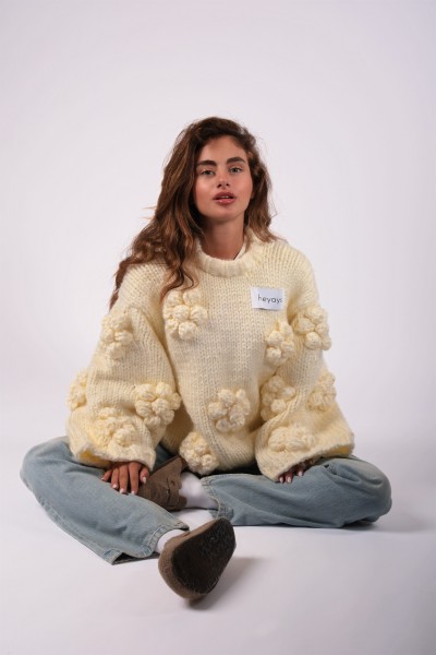 Floret Ecru Hand-Knitted Sweater
