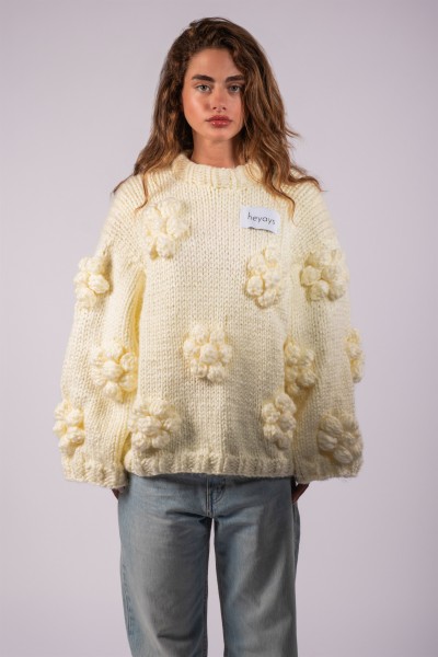 Floret Ecru Hand-Knitted Sweater