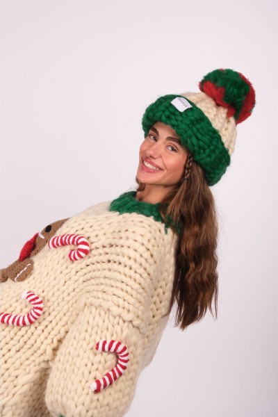 Ginger Cane Hand-Knitted Sweater + Beanie Set