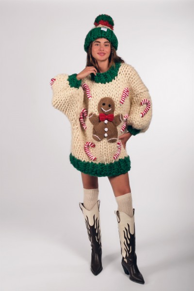 Ginger Cane Hand-Knitted Sweater + Beanie Set