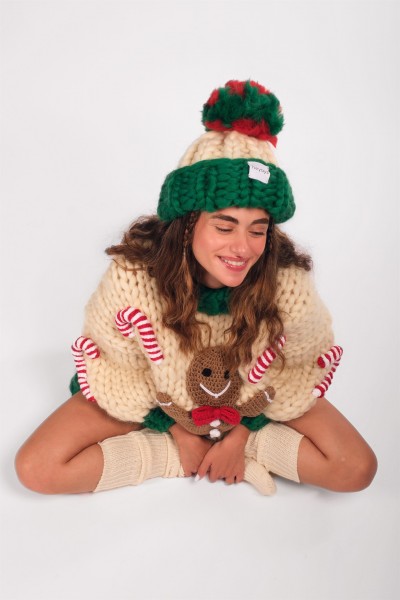 Ginger Cane Hand-Knitted Sweater + Beanie Set